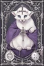 Placeholder: (anthropomorphic white ferret),dressed in ((cleric fantasy)) black and purple clothes with silver holy ornaments, realistic anatomy, holy symbols around, serious face, hold holy cross symbol, tired face, in the style of LOISH, look at the vivewer, blue eyes, cute face, 2d, ink lines, fantasy inspire