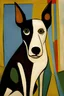 Placeholder: Dog portrait of a slender dog by Picasso