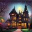 Placeholder: Gothic mansion at night by thomas kinkade