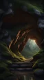 Placeholder: Cave entrance at the edge of the woods dark fantasy hyperrealistic 4k