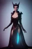 Placeholder: Lene Nystrøm as evil queen in black leather, busty, cleavage, voluptuous, Aqua Lene, angry, stern look. character design by cory loftis, fenghua zhong, ryohei hase, ismail inceoglu and ruan jia. unreal engine 5, artistic lighting, highly detailed, photorealistic, fantasy