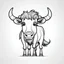 Placeholder: cute Wildebeest, black and white, white background, clean lines, coloring page for kids,