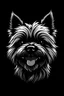 Placeholder: black and white logo of the smiling face of a wheaten cairn terrier with mischievous eyes