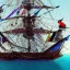 Placeholder: Beautiful pirate ship in the ocean, complicated, incomprehensible, 3D, bulky, symmetrical, artistic, 4K, 8K, Wassily Kandinsky