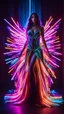 Placeholder: Photography Beautiful woman with dress art neons glowing bright light in the dark and colorful details