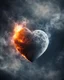 Placeholder: Moon, biological heart, cinematic, {abstract}, depression, space background, atmospheric, fire, DLSR, soft focus, dispersion