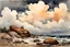 Placeholder: clouds, mountains, rocks, winslow homer watercolor paintings