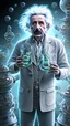Placeholder: Albert Einstein, detailed and intricate calligraphy ink painting of a "cyborg Mad Scientist" holding beakers, outer space Background cosmic fractals, dystopian, concept art, unreal engine 5, god rays, ray tracing, RTX, lumen lighting, ultra detail, volumetric lighting, 3d, finely drawn, high definition, high resolution. award-winning: professional portrait: atmospheric: commanding: fantastical: clarity: 16k: ultra quality: striking: brilliance: stunning colors: amazing depth: masterfully crafted