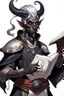 Placeholder: En male black skin tiefling fra dnd holding a book with Arcane Magic simple swirling around them in a silver and White Rope. His horn a perfectly place on acet from the front to the back pointing upwards