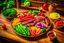 Placeholder: The picture shows a tasty and enticing dish containing a variety of tasty and colorful foods. The foods include perfectly grilled meat slices and crispy fresh vegetables pulsating with colors and flavors. The background shows a simple wooden table and a warm climate that feels comfortable and enjoyable to the eating experience.