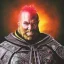 Placeholder: dungeons and dragons, fantasy, dwarf, dark priest, full plate armour, ironclad, dark silvery metal, dark red glow, watercolour, large strokes, distinct face, portrait, head