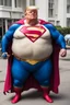 Placeholder: morbidly obese superman with donald trump's head and his belly hanging out