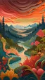 Placeholder: a dramatic, highly detailed painting of a lush Pacific Northwest forested river valley landscape in the pale light of dawn, in the style of David Hockney, and Sam Lewis Francis mixed with random Zentangle patterns, rich natural colors, museum quality masterpiece Modifiers: 4K 3D 优雅的 海报 美丽的 高细节 动态照明 获奖 高清 很有魅力 超现实 极简主义 矢量插画 纹理清晰 表现主义 立体感 插画图 高质量 高分辨率 高立体观感