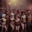 Placeholder: Realistic photo, medium shot view, strong men, cabaret scene, steampunk. Women, Drunken, Sunglasses, smoking, happy, hot. Many people background, highly detailed, concept art, unreal engine 5, ray tracing, RTX, lumen lighting, ultra detail, volumetric lighting, 3d, finely drawn, high definition, high resolution.