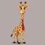 Placeholder: a character of a giraffe ,stand complete figure, wearing a long pois necktie, cartoon style