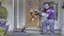 Placeholder: fedex driver with a chainsaw at the front door