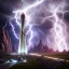 Placeholder: nicola tesla, TESLA TOWER, shock, storm, 3d, hiper realism, unreal engine, v-ray, lightning, 8K, BEALTFUL IMAGE