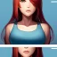 Placeholder: redhead woman, casual clotting, realistic, HD4k, watery cloud background, close up shot,