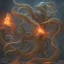 Placeholder: Digital art of a kraken, fire, war, HD, ultra realistic, detailed, centered, symetrical