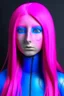 Placeholder: Indigo girl face with rubber effect in all body with pink long rubber effect hair