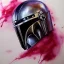 Placeholder: photorealistic the mandalorian helmet, illustration by <agnes cecile> <Yoji Shinkawa>, natural tones, ornate and intricate detail , soft smooth lighting, soft ruby and gold color