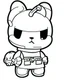 Placeholder: outline art for real Boba Hello Kitty coloring page, Japanese manga style, cartoon style, cute face, white background sketch style, full body is a must, only use outline, clean line art, no shadow, bold outline