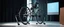 Placeholder: pinhole cam, weird geometry sacred, airbrush 3d rendering, integrated_multimodal_description: [Shot 1] A five-second cinematic single take in a clean industrial presentation hall. A bizarre mechanically plausible bicycle machine stands beside a presentation podium, designed to look like a giant mechanical praying mantis. Two large bicycle wheels form its main body and four thin articulated mechanical legs support it. Two long folded mechanical front arms resemble mantis forelegs.