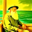 Placeholder: an introspective painting of an old mariner alone at sea, his beard and the ocean indistinguishable. Gentle golds and greens, brushstrokes evoke thought, memory, and dissolution. Quiet, meditative, deeply emotional. --v 7 --style ultra --ar 3:2 --q 2