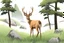 Placeholder: deer in forest next to rocks and grass fields