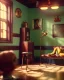Placeholder: Room scene with retro hair monster, Wes Anderson style, realistic photo, concept art, smooth, unreal engine 5, god lights, ray tracing, RTX, lumen lighting, ultra detail, volumetric lighting, 3d.