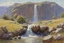 Placeholder: sunny day, rocks, waterfall, mountains, videogame influence of need for speed 3, gustave de smet and emile claus impressionism paintings