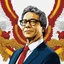 Placeholder: President of Colombia Gustavo Petro linear drawing colors red white and yellow hyper-detailed 8k