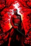 Placeholder: Spider-Man in black and red kimono background the Sakura tree
