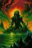 Placeholder: cthulhu rising at dawn. style of Michael Whelan.