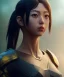 Placeholder: Anime girl cute neck head portrait, amazon warrior costume, full body, village, meditation, cyberpunk, 8k quality