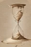 Placeholder: beautifully elegant calligraphy style drawing of an hourglass with a sandy question mark in the upper chamber pouring though the neck