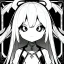 Placeholder:  dead eyes, emotionless face, long white hair, short, cute, Line art, small girl,