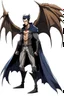 Placeholder: Anime man side character with dark , hybrid with Pteranodon wings,small muscles, aged 30, wearing a Pteranodon superhero suit