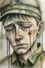 Placeholder: Watercolored crying soldier