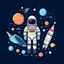 Placeholder: Space stars with rocket and astronaut animated