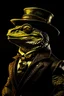 Placeholder: Portrait of a lizard wearing a steampunk suit by the moonlight