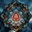 Placeholder: Dynamic hypnotic fractal 3D Pyramids pentagonal Symmetry and morphing between organic and geometric forms , smooth translucent iridescent glass with inner glow and bubbles, varied transparent materials, stormy skies, intense dramatic
