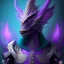 Placeholder: purple mythical creature in galaxy, teal and purple smoke, detailed, realistic, 4k