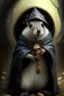 Placeholder: squirrel hedgehog mix being a cleric of death hood