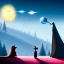 Placeholder: The mouse and the grim reaper discussing the future of the universe on bubble world, art by Pixar and Magritte