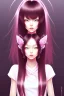 Placeholder: Japanese girl, cute, beautiful, long hair, black hair, bangs, pink shirt