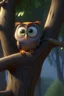 Placeholder: Pixar style owl in a tree