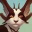 Placeholder: cat gargoyle with goat horns and wings on its back Nick Harris style