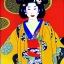 Placeholder: Retrato de cuerpo entero una Geisha Bella voluptuosa con kimono con el estilo de Gustav Klimt