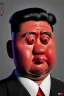 Placeholder: Waist up muppet Portrait, Kim Jong-un muppet doll, black suit, photo studio, red background, unreal engine 5, concept art, art station, ray tracing, lumen lighting, ultra detail, volumetric lighting, 3d.